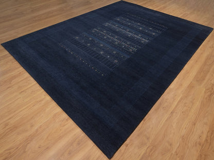 Gabbeh Modern / Contemporary hand-knotted wool rug in Blue, 9'1" x 12'1", SKU O092644 (view 3)