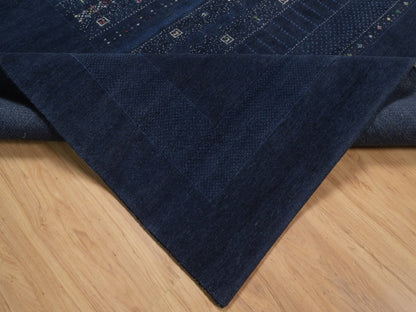 Gabbeh Modern / Contemporary hand-knotted wool rug in Blue, 9'1" x 12'1", SKU O092644 (view 6)