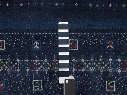 Gabbeh Modern / Contemporary hand-knotted wool rug in Blue, 9'1" x 12'1", SKU O092644 (view 7)