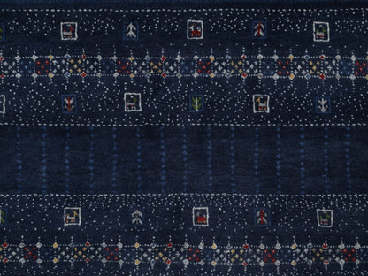 Gabbeh Modern / Contemporary hand-knotted wool rug in Blue, 9'1" x 12'1", SKU O092644 (view 8)
