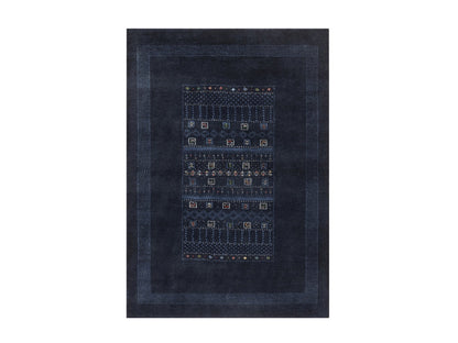 Gabbeh Modern / Contemporary hand-knotted wool rug in Blue, 4' x 5'11", SKU O092645