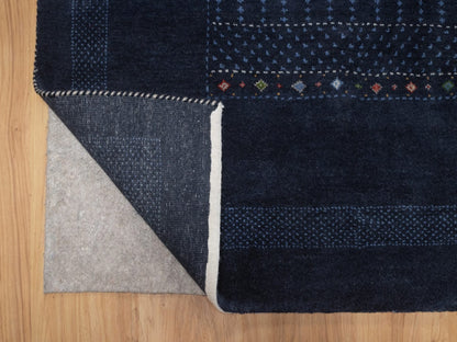 Gabbeh Modern / Contemporary hand-knotted wool rug in Blue, 4' x 5'11", SKU O092645 (view 3)