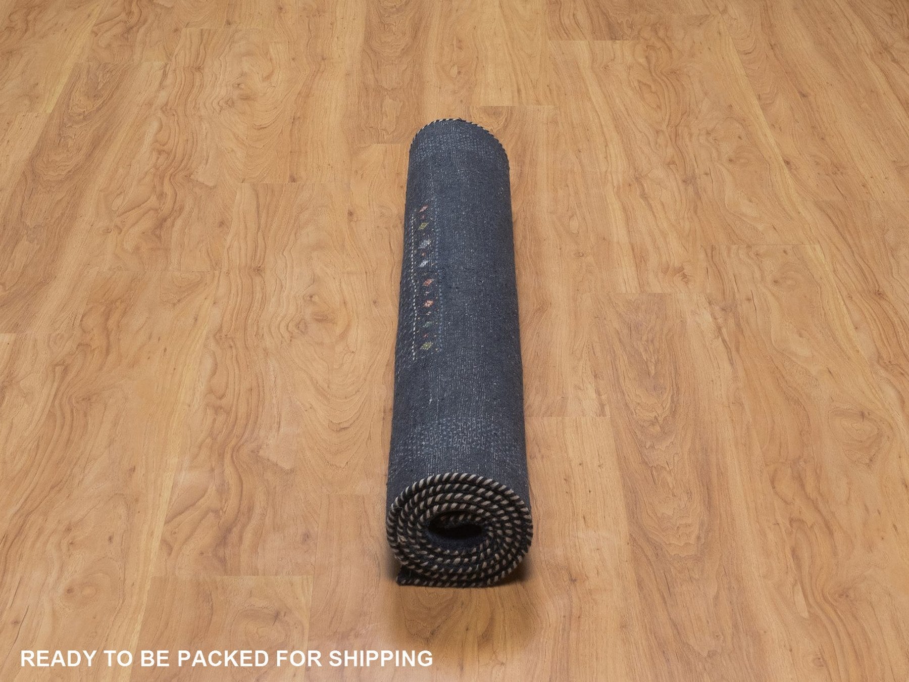 Gabbeh Modern / Contemporary hand-knotted wool rug in Blue, 4' x 5'11", SKU O092645 (view 6)