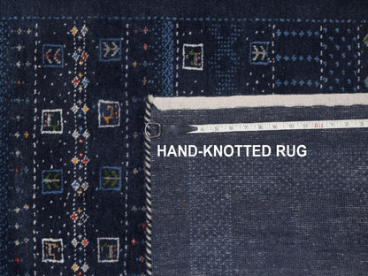 Gabbeh Modern / Contemporary hand-knotted wool rug in Blue, 4' x 5'11", SKU O092645 (view 8)