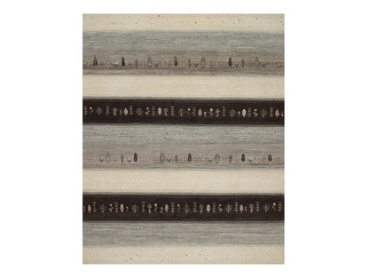 Gabbeh Modern / Contemporary hand-knotted wool rug in Ivory, 8'2" x 10'3", SKU O092647