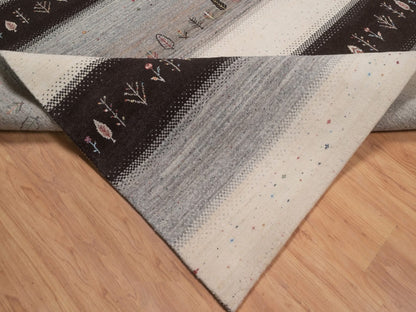 Gabbeh Modern / Contemporary hand-knotted wool rug in Ivory, 8'2" x 10'3", SKU O092647 (view 6)