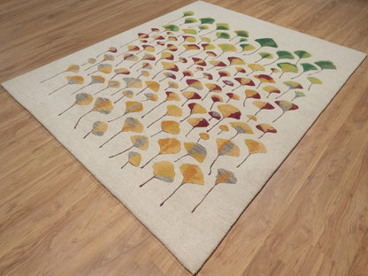 Gabbeh Modern / Contemporary hand-knotted wool rug in Ivory, 7'10" x 9'7", SKU O092650 (view 3)