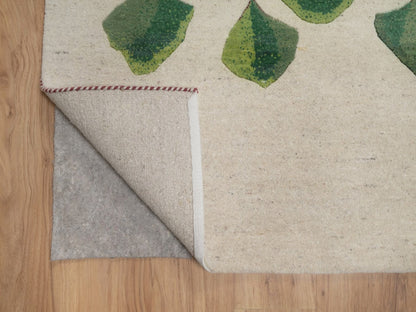 Gabbeh Modern / Contemporary hand-knotted wool rug in Ivory, 7'10" x 9'7", SKU O092650 (view 4)