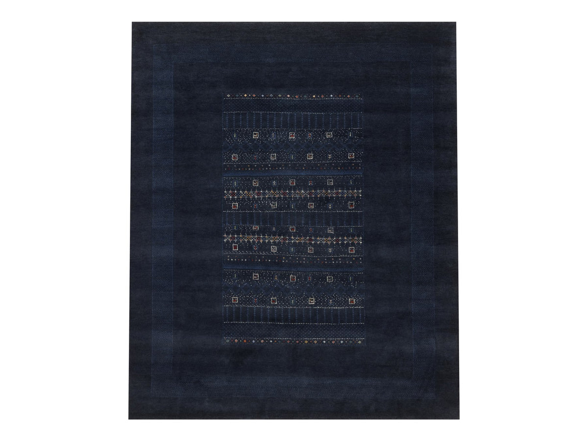Gabbeh Modern / Contemporary hand-knotted wool rug in Blue, 8' x 10', SKU O092651