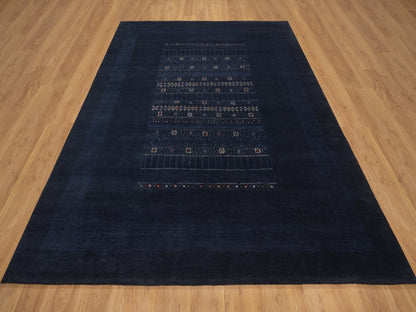 Gabbeh Modern / Contemporary hand-knotted wool rug in Blue, 8' x 10', SKU O092651 (view 2)