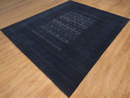 Gabbeh Modern / Contemporary hand-knotted wool rug in Blue, 8' x 10', SKU O092651 (view 3)