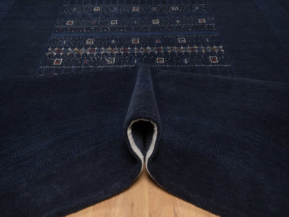 Gabbeh Modern / Contemporary hand-knotted wool rug in Blue, 8' x 10', SKU O092651 (view 5)