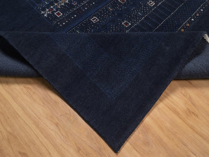 Gabbeh Modern / Contemporary hand-knotted wool rug in Blue, 8' x 10', SKU O092651 (view 6)