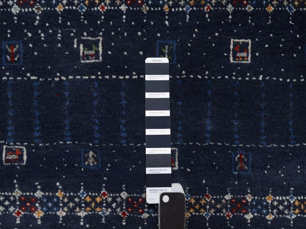 Gabbeh Modern / Contemporary hand-knotted wool rug in Blue, 8' x 10', SKU O092651 (view 7)