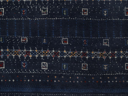 Gabbeh Modern / Contemporary hand-knotted wool rug in Blue, 8' x 10', SKU O092651 (view 8)