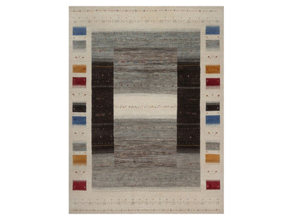 Gabbeh Modern / Contemporary hand-knotted wool rug in Ivory, 8'8" x 11'9", SKU O092653