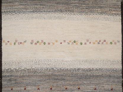Gabbeh Modern / Contemporary hand-knotted wool rug in Ivory, 8'8" x 11'9", SKU O092653 (view 8)