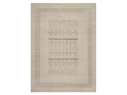Gabbeh Modern / Contemporary hand-knotted wool rug in Ivory, 8'9" x 11'11", SKU O092654
