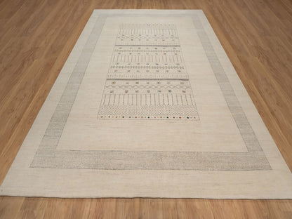 Gabbeh Modern / Contemporary hand-knotted wool rug in Ivory, 8'9" x 11'11", SKU O092654 (view 2)