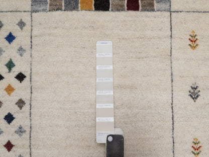 Gabbeh Modern / Contemporary hand-knotted wool rug in Ivory, 8' x 10', SKU O092656 (view 7)