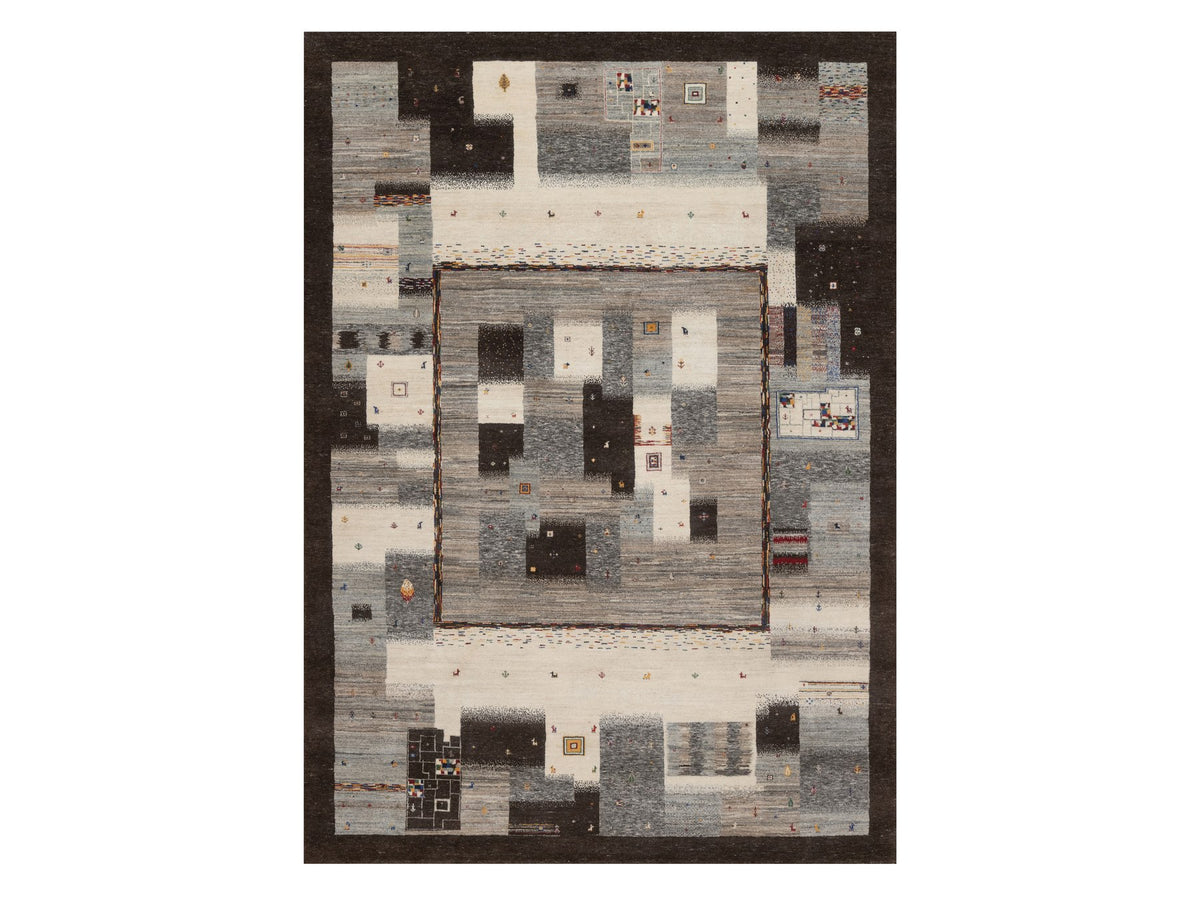 Gabbeh Modern / Contemporary hand-knotted wool rug in Brown, 8'2" x 11'6", SKU O092657