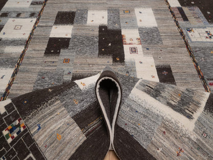 Gabbeh Modern / Contemporary hand-knotted wool rug in Brown, 8'2" x 11'6", SKU O092657 (view 5)