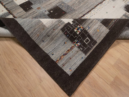 Gabbeh Modern / Contemporary hand-knotted wool rug in Brown, 8'2" x 11'6", SKU O092657 (view 6)