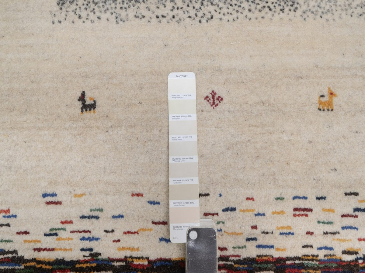 Gabbeh Modern / Contemporary hand-knotted wool rug in Brown, 8'2" x 11'6", SKU O092657 (view 7)