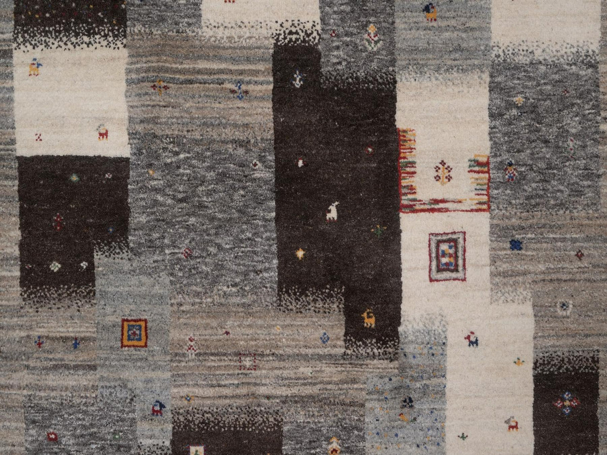 Gabbeh Modern / Contemporary hand-knotted wool rug in Brown, 8'2" x 11'6", SKU O092657 (view 8)
