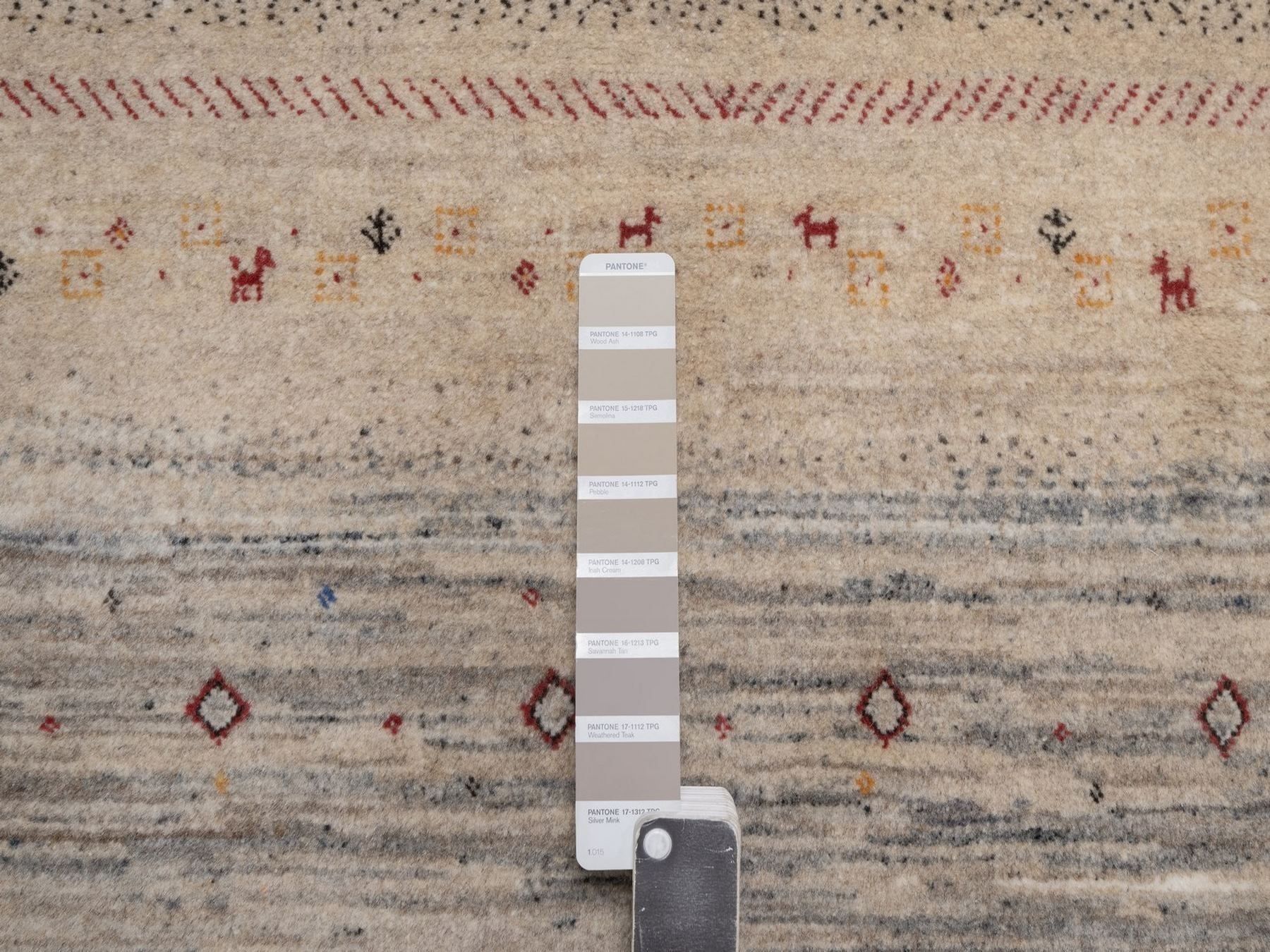 Gabbeh Modern / Contemporary hand-knotted wool rug in Brown, 5'4" x 8', SKU O092658 (view 4)