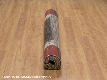 Gabbeh Modern / Contemporary hand-knotted wool rug in Brown, 5'4" x 8', SKU O092658 (view 6)