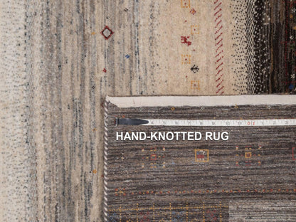 Gabbeh Modern / Contemporary hand-knotted wool rug in Brown, 5'4" x 8', SKU O092658 (view 8)