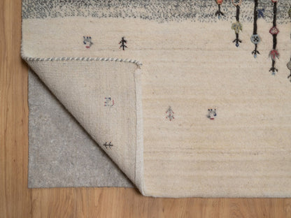 Gabbeh Modern / Contemporary hand-knotted wool rug in Gray, 9'10" x 13', SKU O092659 (view 4)
