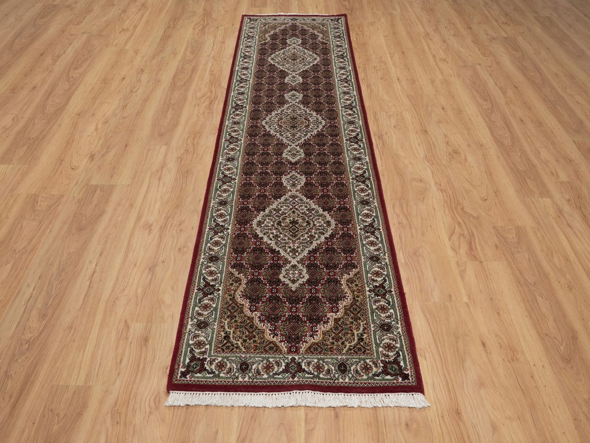Tabriz hand-knotted wool runner in Red, 2'7" x 9'10", SKU O092660 (view 2)