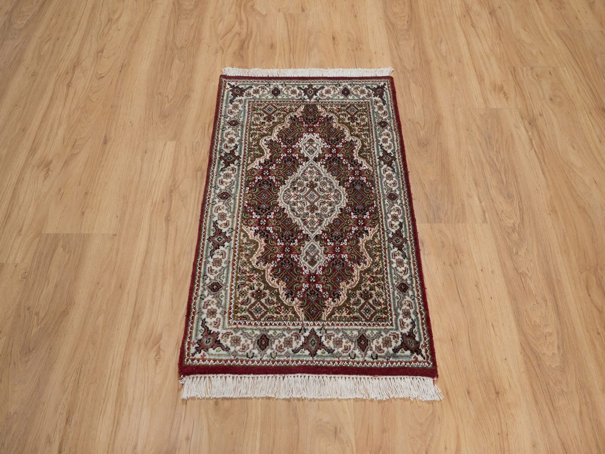 Tabriz hand-knotted wool rug in Red, 1'10" x 3', SKU O092665 (view 2)