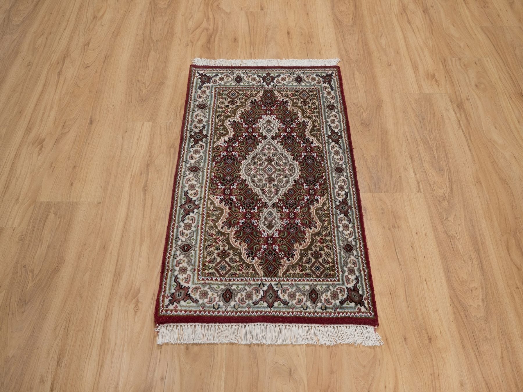 Tabriz hand-knotted wool rug in Red, 1'10" x 3', SKU O092665 (view 2)
