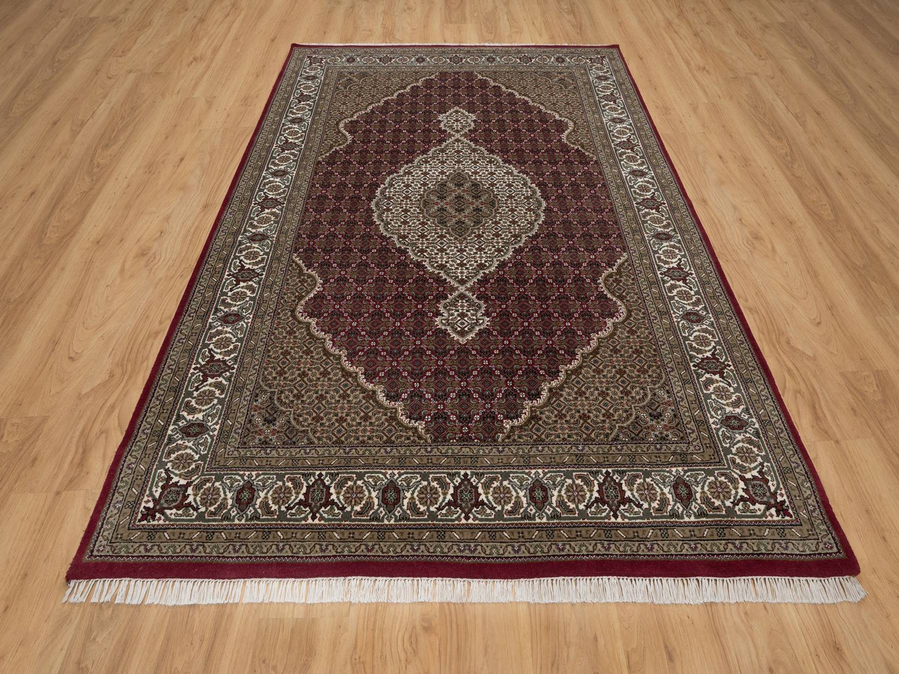 Tabriz hand-knotted wool rug in Red, 6' x 9'2", SKU O092666 (view 2)