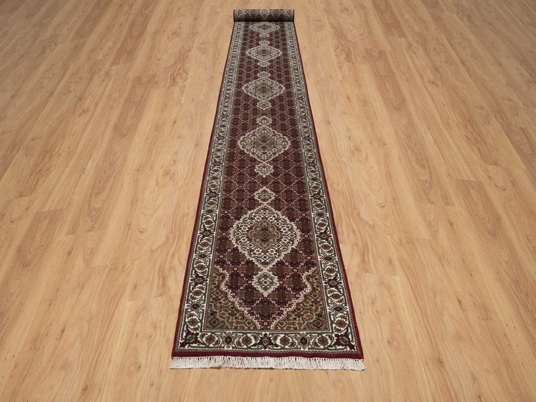 Tabriz hand-knotted wool runner in Red, 2'8" x 20'2", SKU O092668 (view 2)