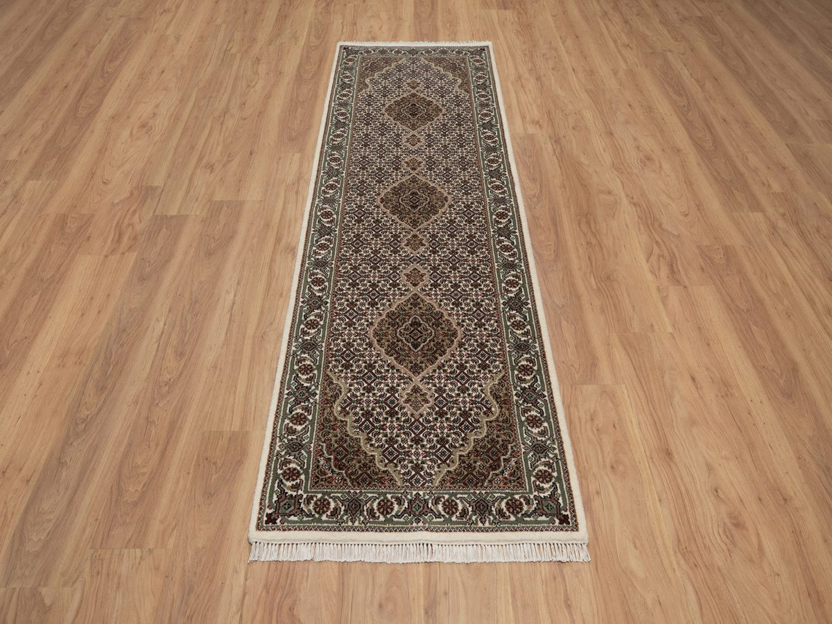 Tabriz hand-knotted wool runner in Ivory, 2'8" x 8'4", SKU O092669 (view 2)