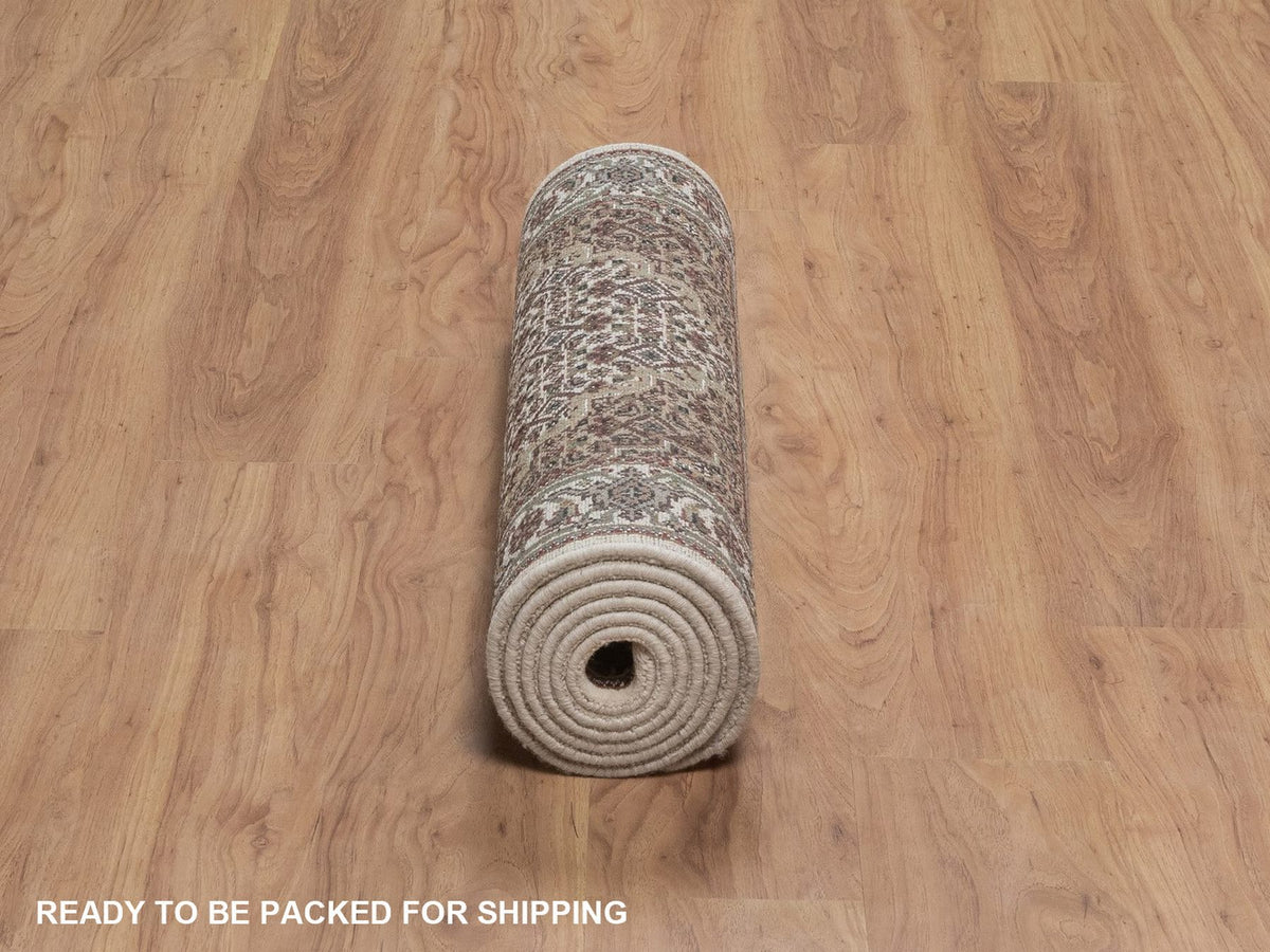 Tabriz hand-knotted wool runner in Ivory, 2'8" x 8'4", SKU O092669 (view 6)