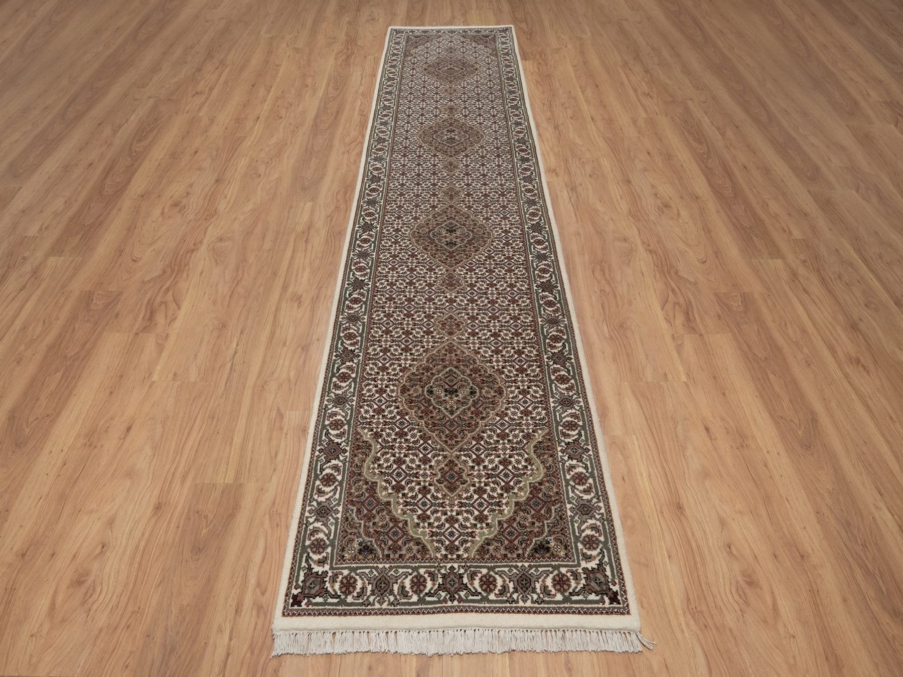 Tabriz hand-knotted wool runner in Ivory, 2'8" x 11'9", SKU O092670 (view 2)