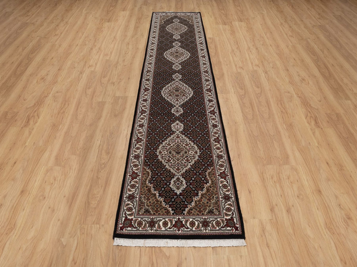Tabriz hand-knotted wool runner in Black, 2'6" x 11'10", SKU O092674 (view 2)