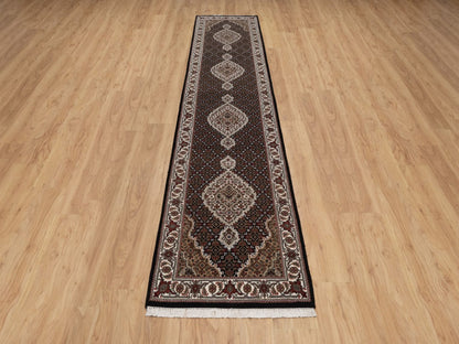 Tabriz hand-knotted wool runner in Black, 2'6" x 11'10", SKU O092674 (view 2)