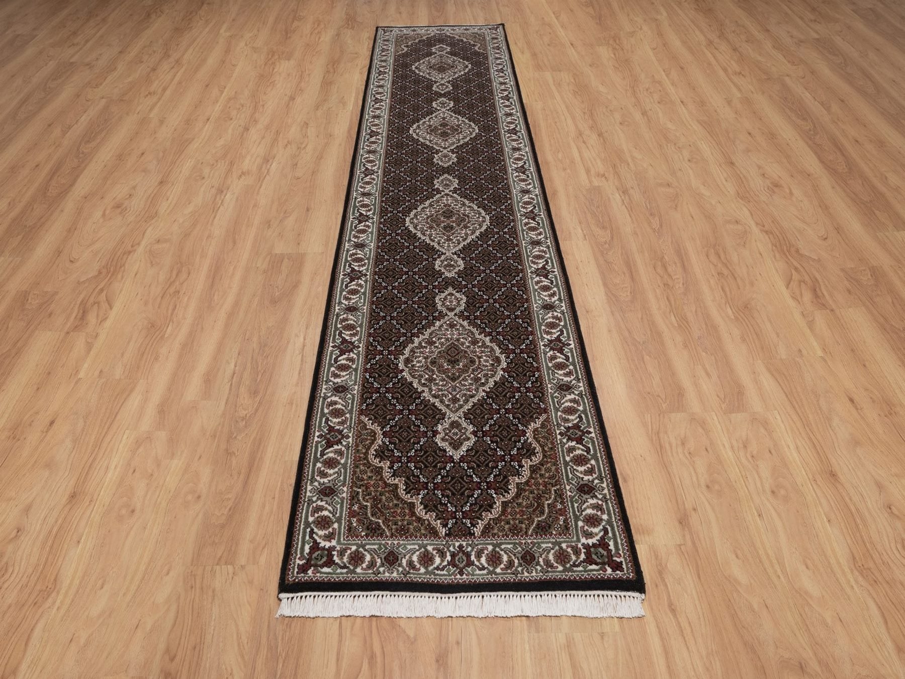 Tabriz hand-knotted wool runner in Black, 2'8" x 12'10", SKU O092675 (view 2)