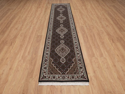 Tabriz hand-knotted wool runner in Black, 2'8" x 12'10", SKU O092675 (view 2)