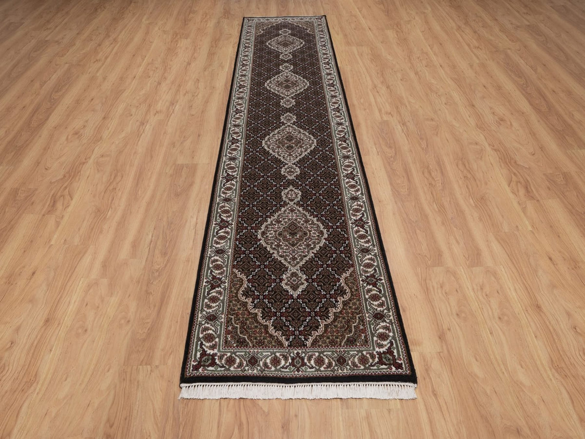Tabriz hand-knotted wool runner in Black, 2'8" x 12'10", SKU O092675 (view 2)