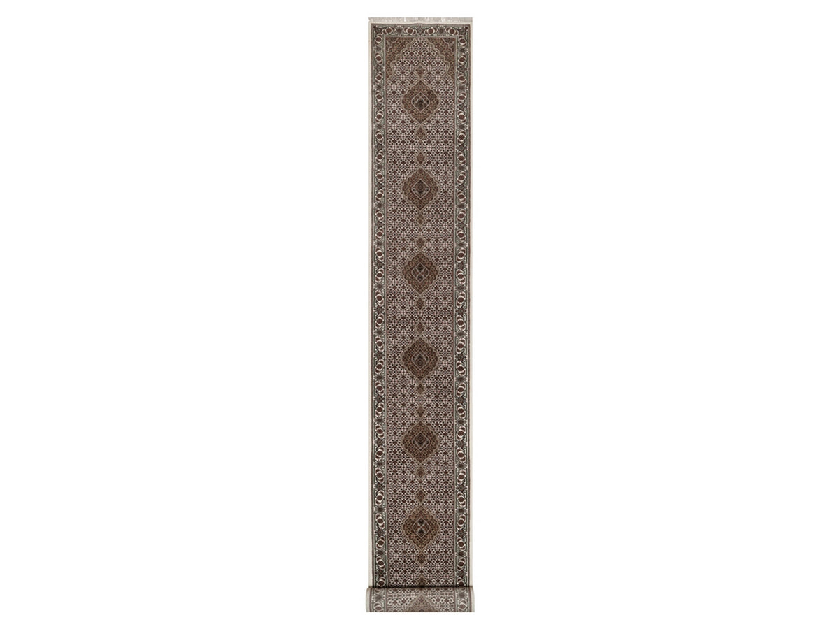 Tabriz hand-knotted wool runner in Ivory, 2'9" x 20'6", SKU O092676