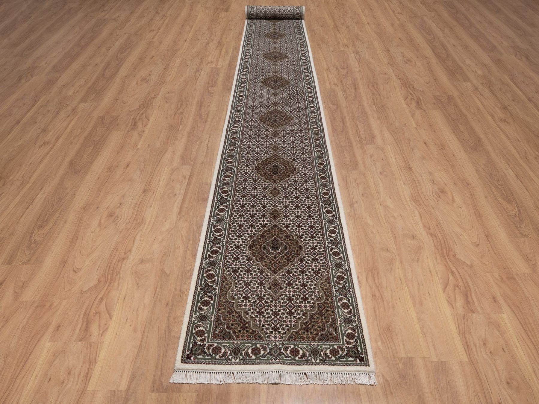 Tabriz hand-knotted wool runner in Ivory, 2'9" x 20'6", SKU O092676 (view 2)