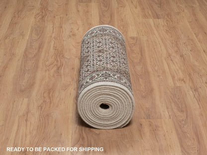 Tabriz hand-knotted wool runner in Ivory, 2'9" x 20'6", SKU O092676 (view 6)