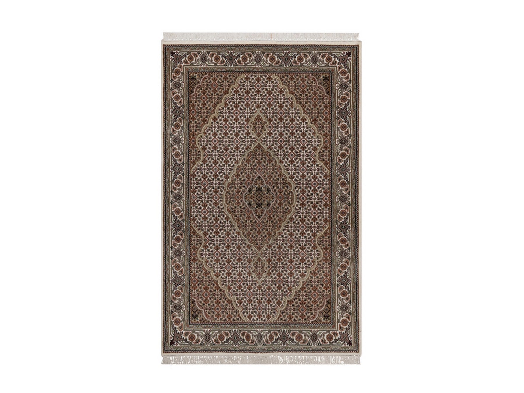 Tabriz hand-knotted wool rug in Ivory, 3'9" x 5'11", SKU O092678